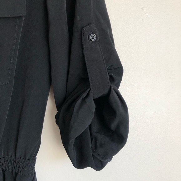 MOSSIMO Shirt Dress Black Roll Tab Sleeves - Picture 6 of 13